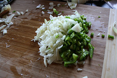 onion and green pepper chopped