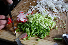 chopped radish onion green pepper