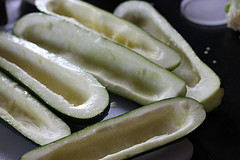 preparing stuffed Zucchinis 