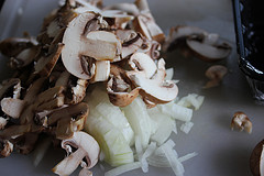 chopped onion and mushrooms