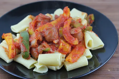 Smoked Andouille Sausage with Peppers and Rigatoni Recipe