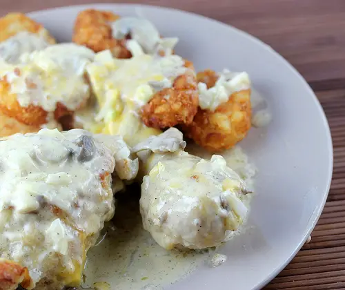 One Dish Baked Chicken with Cheese Gravy