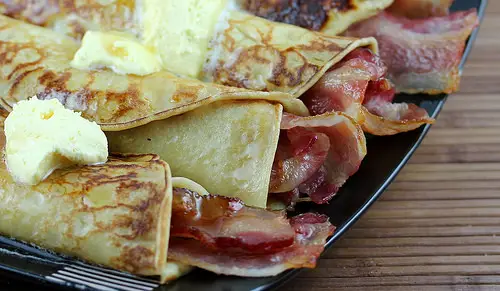 swedish pancakes and bacon roll ups