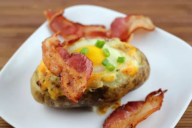 Twice Baked Potatoes with Bacon and Eggs Recipe