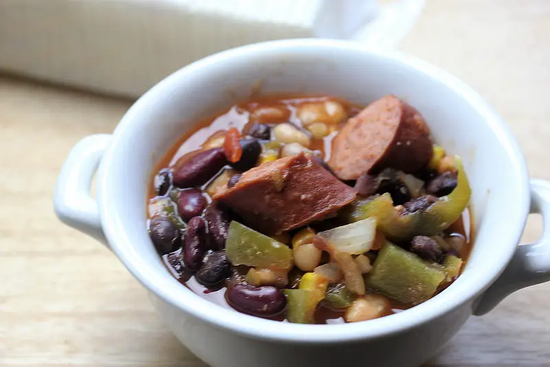 Slow Cooker Spicy Beans with Smoked Turkey Sausage 2