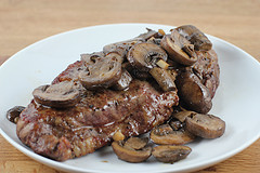grilled steak and mushrooms