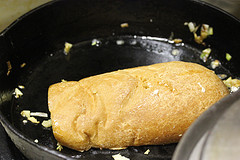 cooking garlic bread