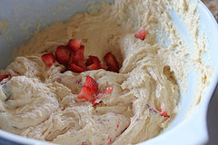batter and strawberries