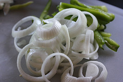 sliced pepper and onion