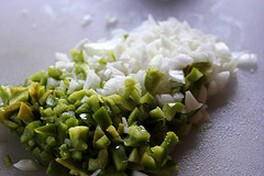chopped green pepper and onion