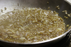 cooking diced onions