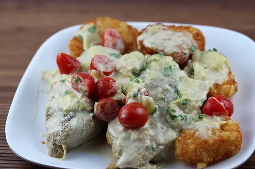 Parmesan Chicken with Artichokes and Tomatoes 