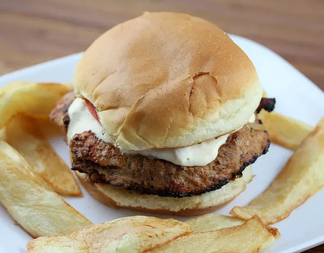 Grilled Pork Burgers with Horseradish Burger Sauce