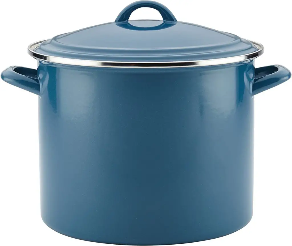 Ayesha Curry Enamel on Steel Stock Pot/Stockpot with Lid - 12 Quart, Blue