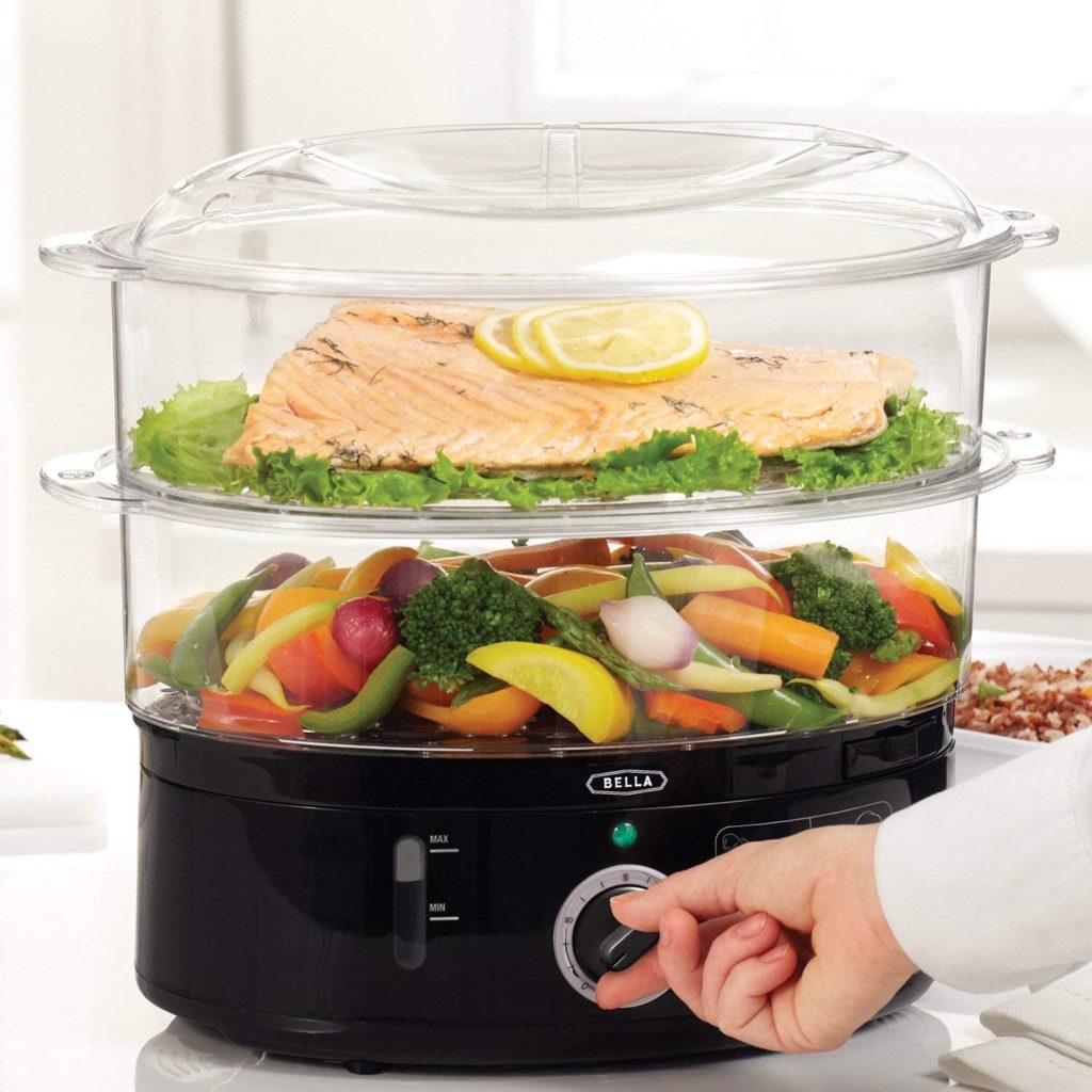 BELLA Two Tier Food Steamer, Healthy, Fast Simultaneous Cooking