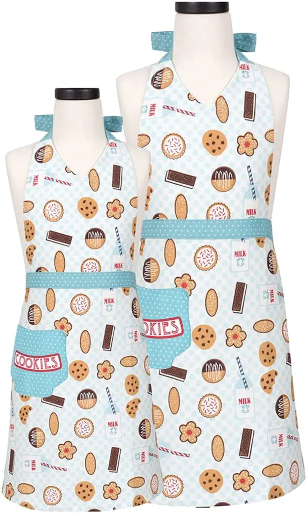 Handstand Kitchen Mother and Daughter Milk and Cookies 100% Cotton Apron Set