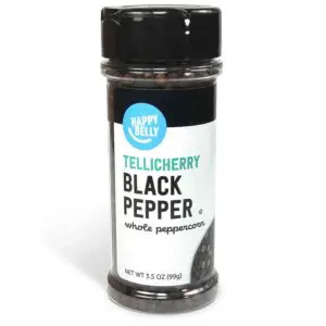 Happy Belly Tellicherry Black Pepper, Whole Peppercorn