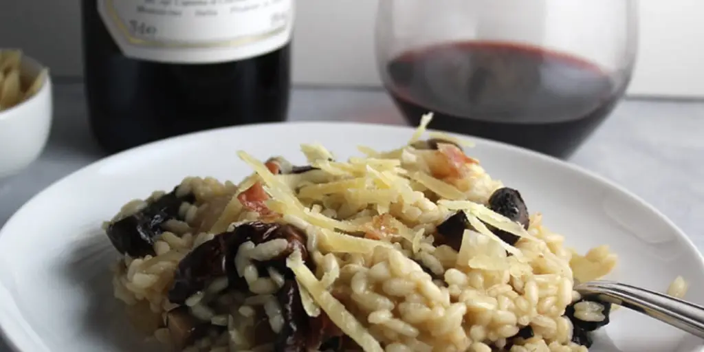 Mushroom Risotto and Wine