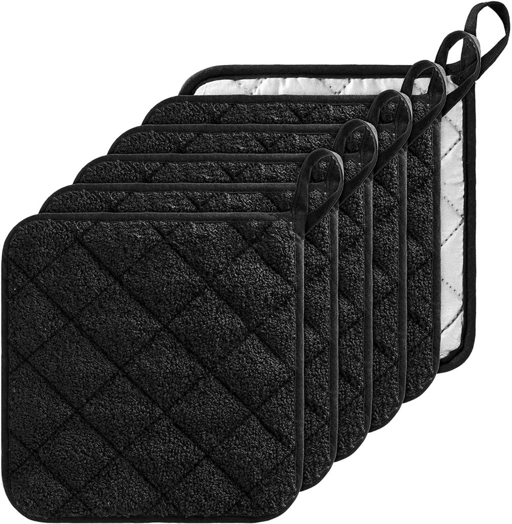 Pot Holders Black Heat Resistant Durable 7’'x7’' Hot Pads
