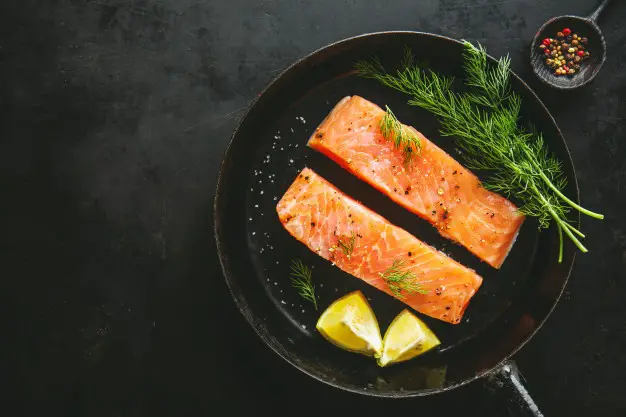 Raw salmon fish
