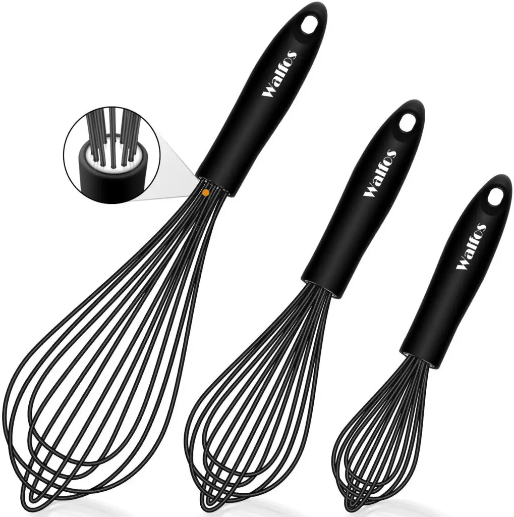 Walfos Silicone Whisk, Stainless Steel Wire Whisk