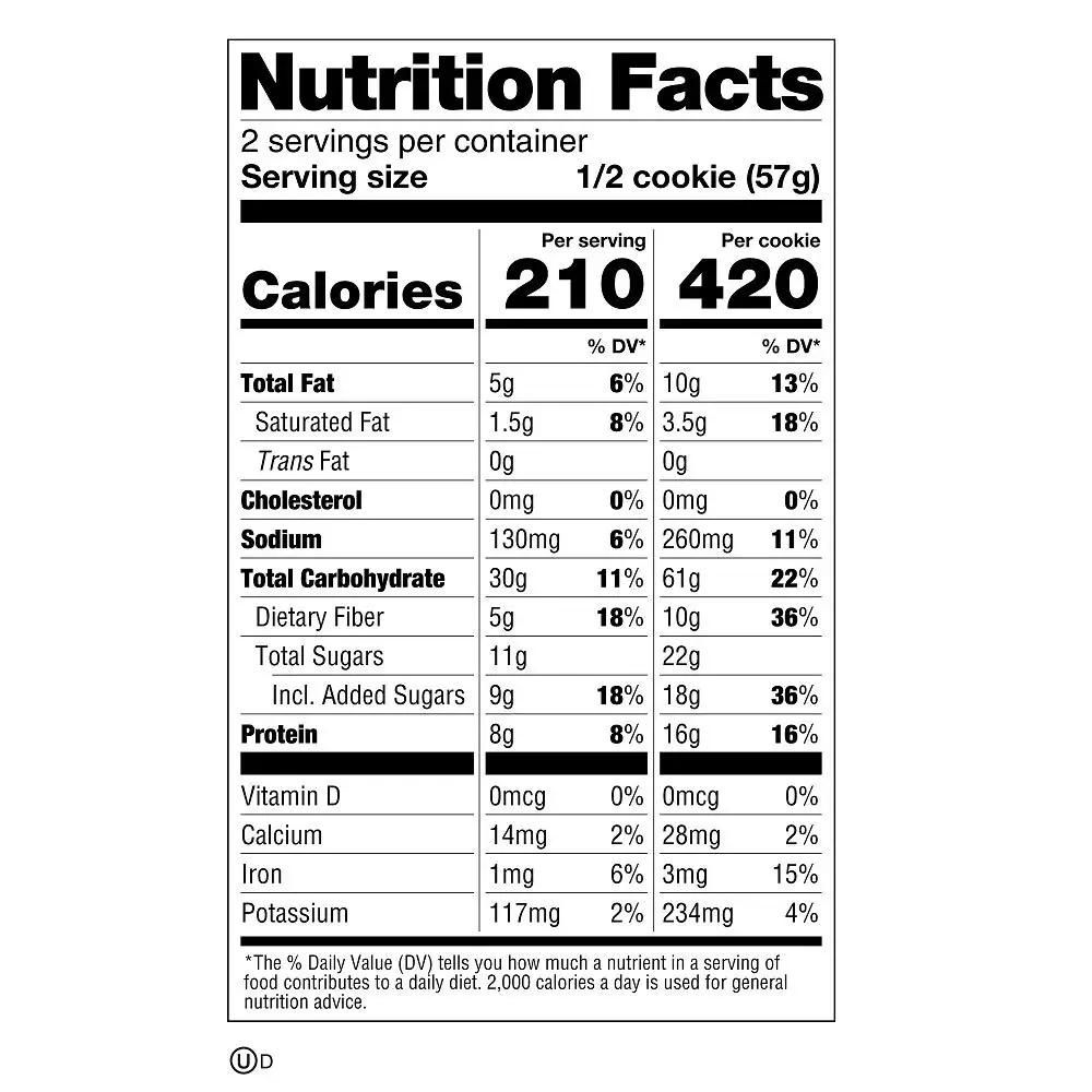 Lenny & Larry's The Complete Cookie, nutrition facts