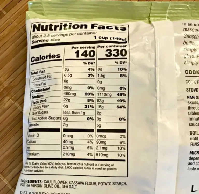 Trader Joe's Cauliflower Gnocchi Nutrition Facts Cully's Kitchen