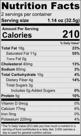 nutrition facts of callebaut