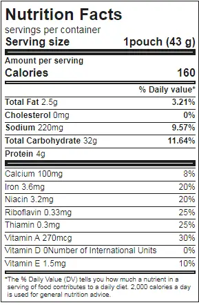 otts meal nutrition facts