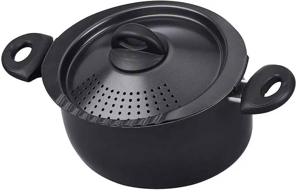 Bialetti - 7265 Bialetti Oval 5.5 Quart Pasta Pot with Strainer Lid, Nonstick, 1, Black