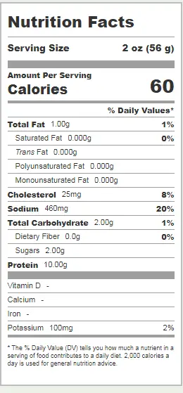 Boar's Head Low Sodium Ham Nutrition Facts