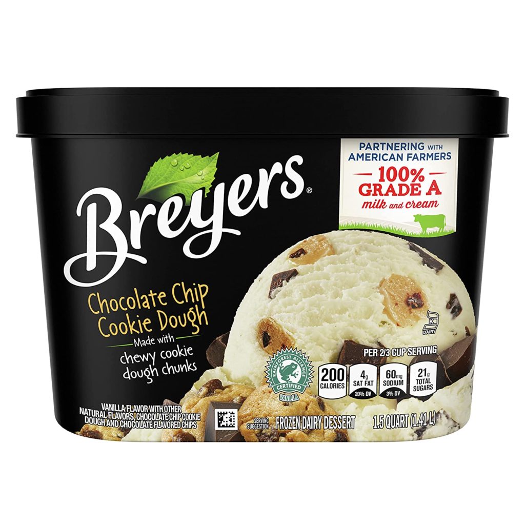 Breyers Chocolate Chip Cookie Dough Ice Cream Nutrition Facts - Cully's ...