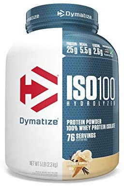 Dymatize ISO 100 Whey Protein Powder with 25g of Hydrolyzed 100% Whey Isolate, Vanilla