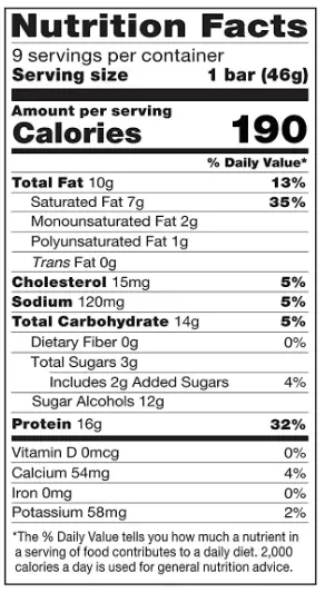 Fit Crunch Protein Bar Nutrition Facts