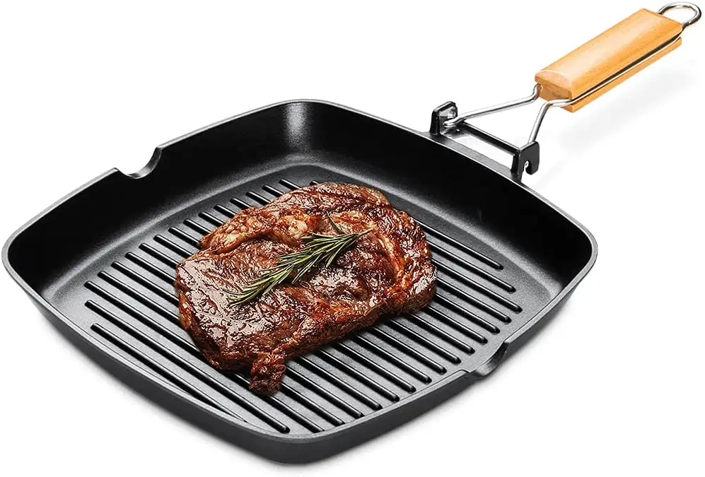 Folding Handle, Induction Skillet Steak Bacon Pan