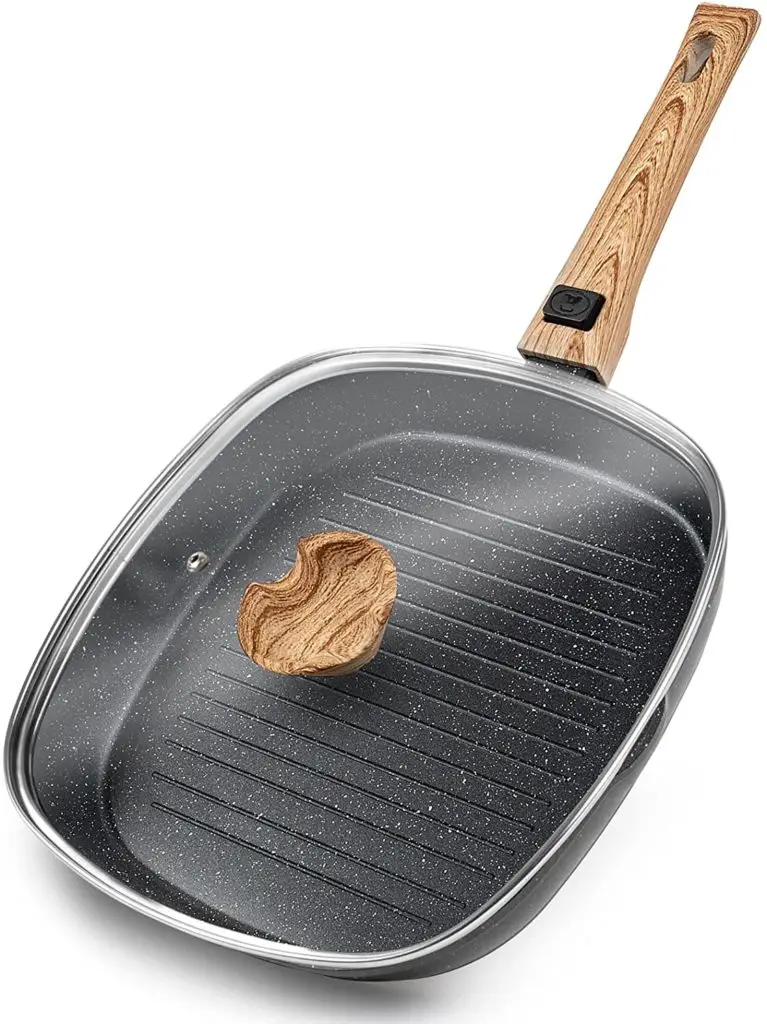 Nonstick Square Griddle Pan with Detachable Handle, Induction Steak Bacon Pan