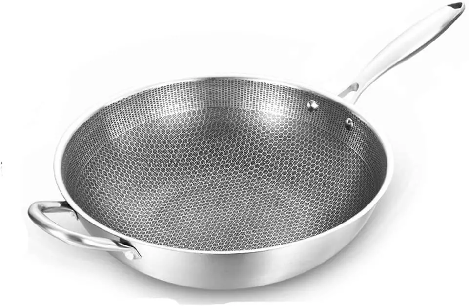 Stainless Steel Wok Honeycomb Non-stick Pan Without Oil Smoke Frying Pan