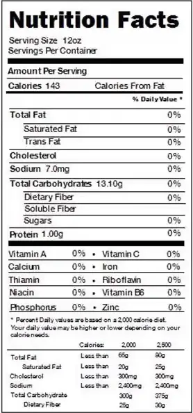 miller high life nutrition facts
