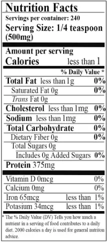nutrition facts live powder