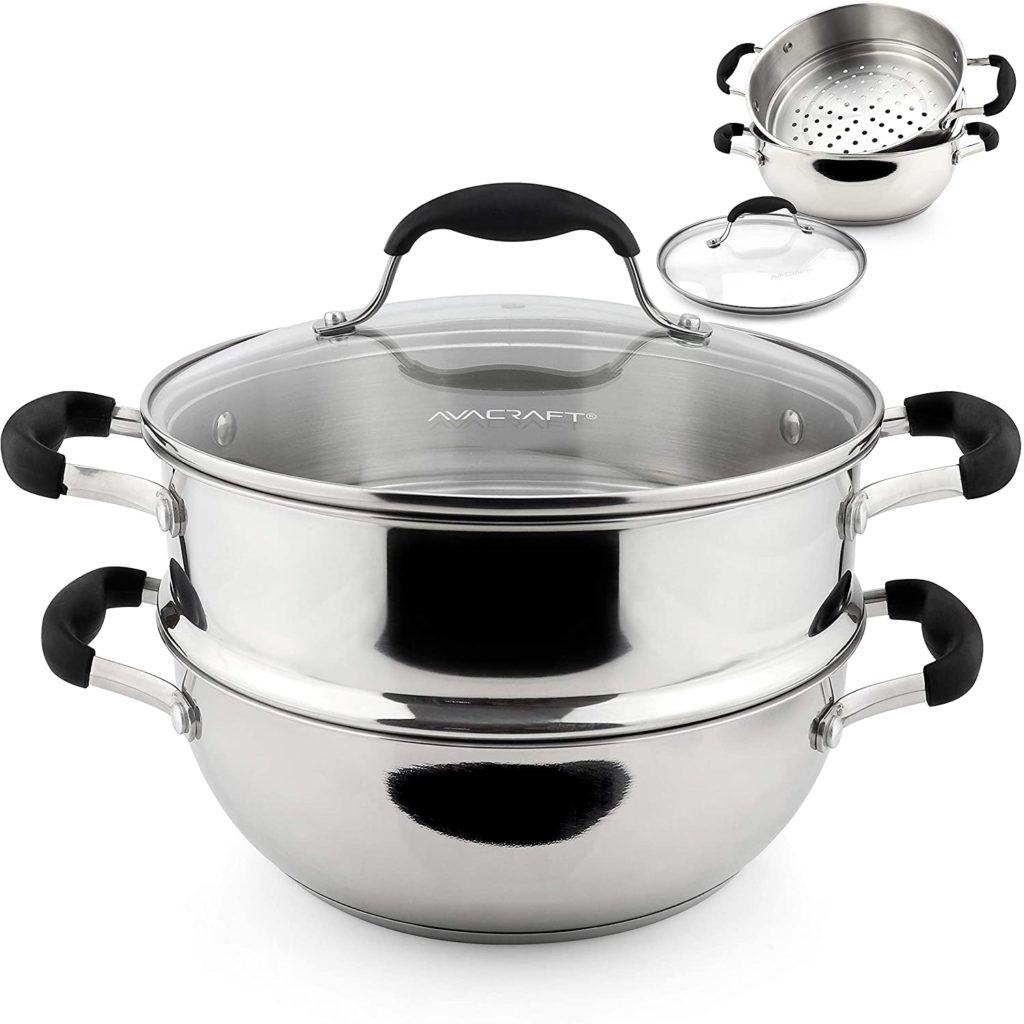 3 Piece Stainless Steel Steamer Cooking Pot Set, Steamer for Cooking, Everyday Pan