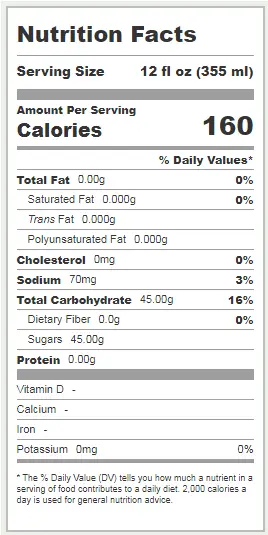 Barq's Root Beer Nutrition Facts