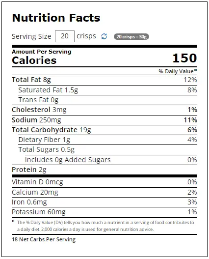 Cheez-It Snap'd Nutrition Facts