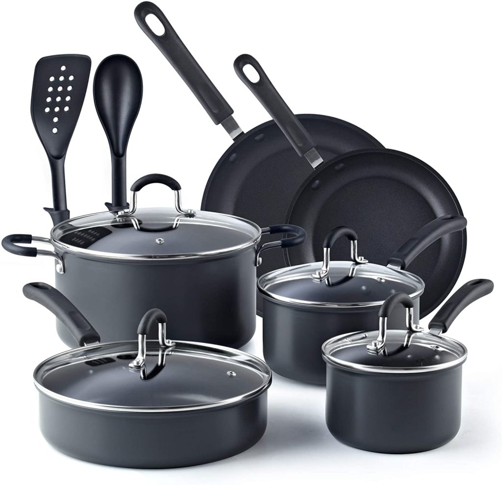 Cook N Home 02597 12-Piece Nonstick Hard Anodized Cookware Set