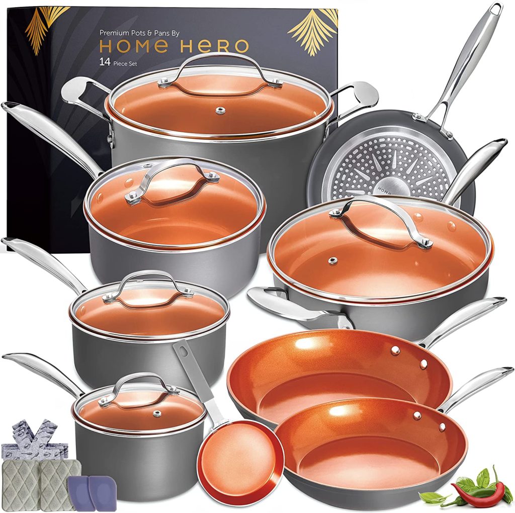 Home Hero Pots and Pans Set 14 Pc Nonstick Kitchen Cookware Sets,