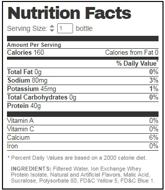 Isopure Protein Drink Nutrition Facts