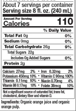 Low Sugar Orange Juice Nutrition Facts