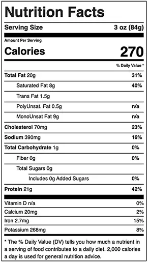 Prime rib nutrition facts