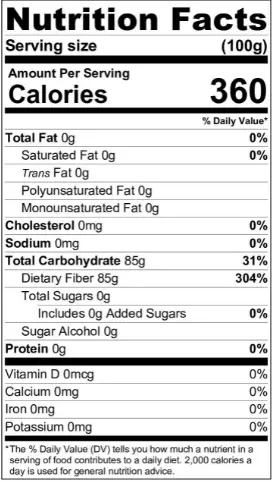 nutrition facts of Konjac flour