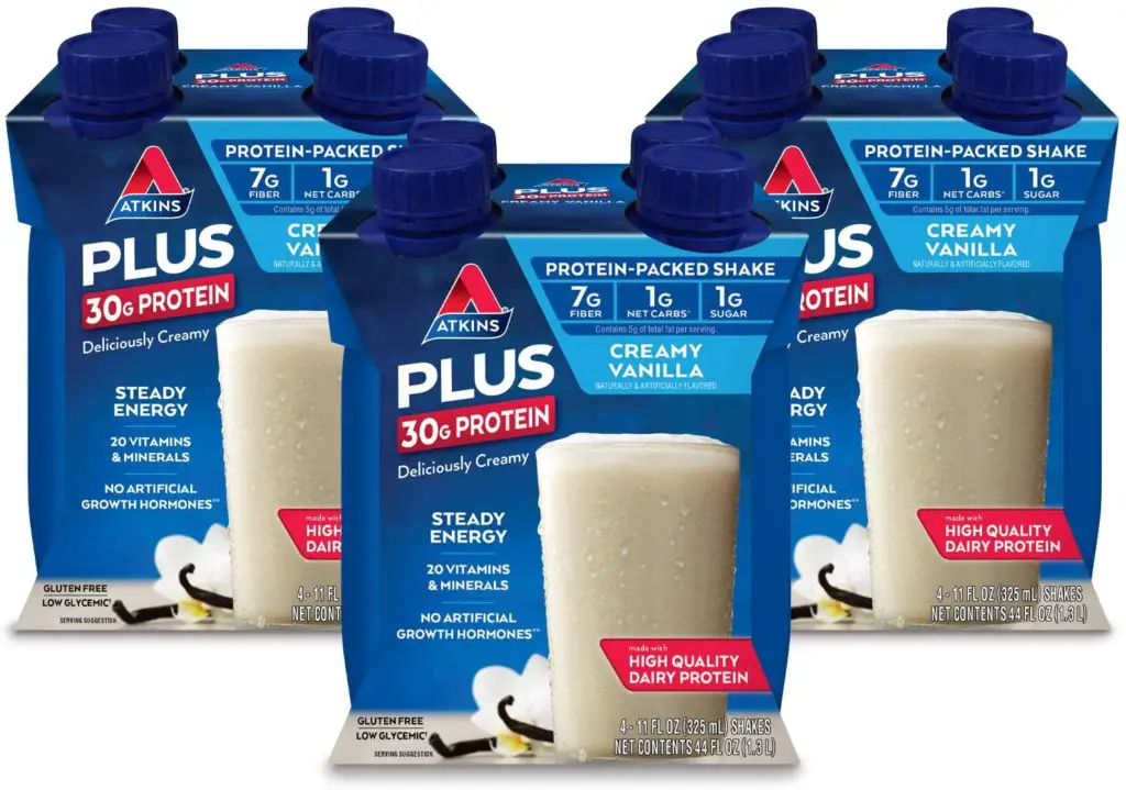 Atkins PLUS Protein-Packed Shake. Creamy Vanilla
