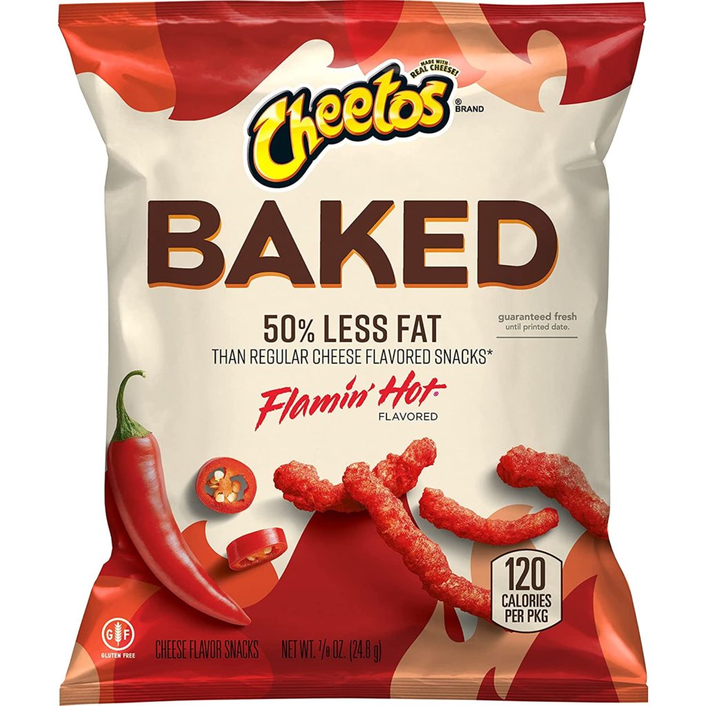 Baked Cheetos Oven Baked Crunchy Whole Grain Flamin' Hot Cheese Flavored Snacks,